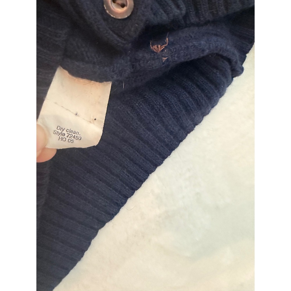 J.Crew Navy Blue Cable Knit Cardigan Merino Wool Angora Cashmere Blend M - Picture 4 of 8